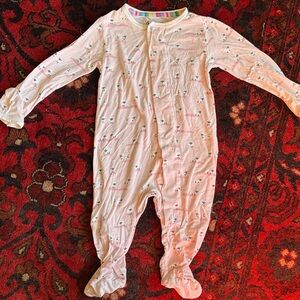 Magnetic Me pink footie with sheep Print